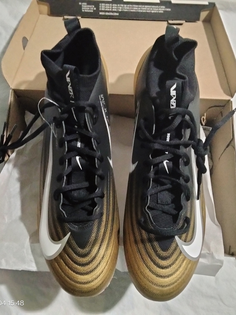 Nike Zoom Air Vapor Pro 1 Black Metallic Gold Cleats Men’s 13 FB3298-003 NO BOX